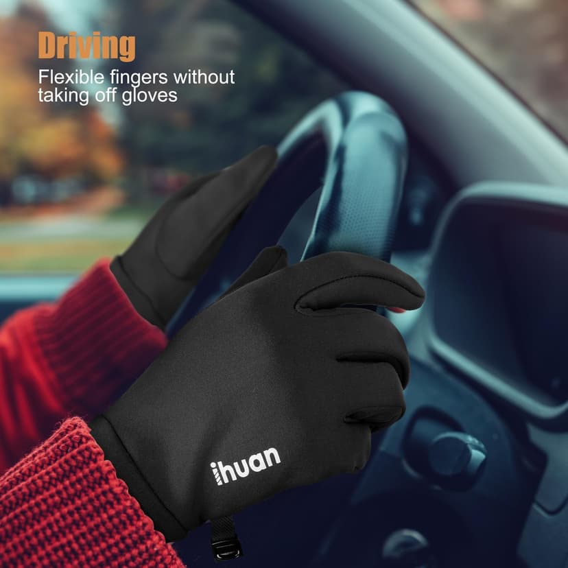 ihuan Winter Warm Running Gloves Women Men, Super Sensitive Touch Screen Fingers for Cold Weather, Thin Lightweight Liner Gloves for Ski, Snow, Hiking, Driving, Camping, Cycling Gift for Women Men