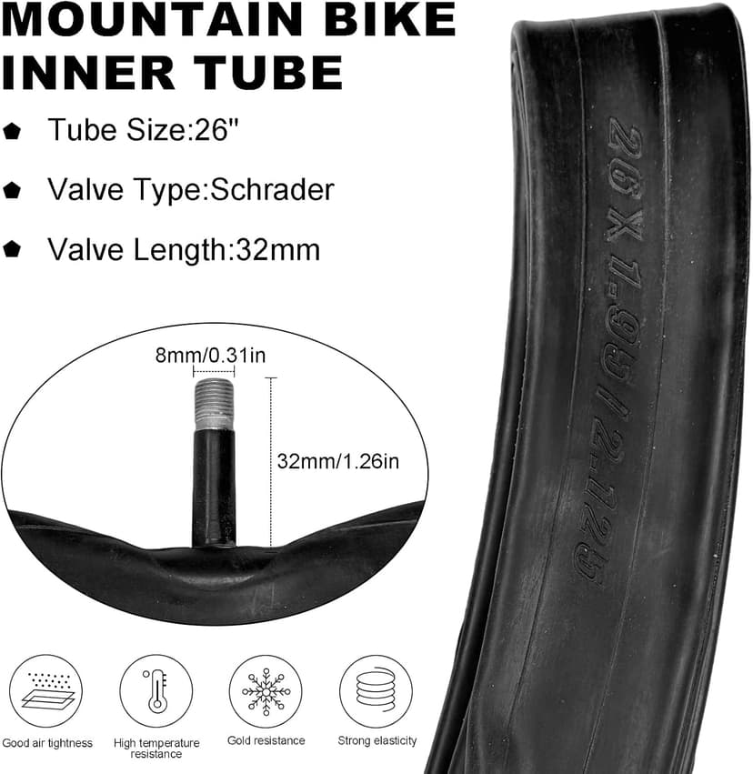 2 Pack Bike Tire Set Thicken Wear-Resistant 26x1.95/2.125 Bicycle Tires with 2 Inner Tubes 26 Inch Bicycle Tires for Mountain,Commuter,Touring Bike