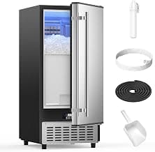 Coolake 15”W Ice Maker Under Counter 80lbs/Day with 40lbs Storage, Commercial Outdoor Ice Maker, Auto-Cleaning LCD Panel Built-in Freestanding Ice Machine for Home Bar Kitchen Office