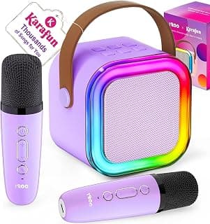Mini Karaoke Machine for Kids, 2025 TOP Toys Christmas Birthday Gifts Ideas for Girls Ages 4, 5, 6, 7, 8, 9, 10, 12+ Years Old, Portable MP3 Player with 2 Wireless Mics for Party