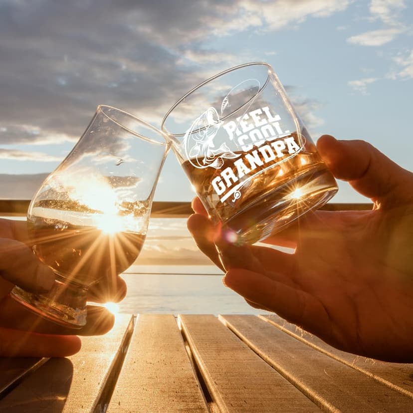 Cool Fishing Gifts for Grandpa,Man,Father in-law,Brother-in-law,Reel Cool Grandpa Whiskey Glass,Christmas,Thanksgiving,Birthday,Fathers Day Grandfarther Gift,Fisherman Gifts for Friends-wh23