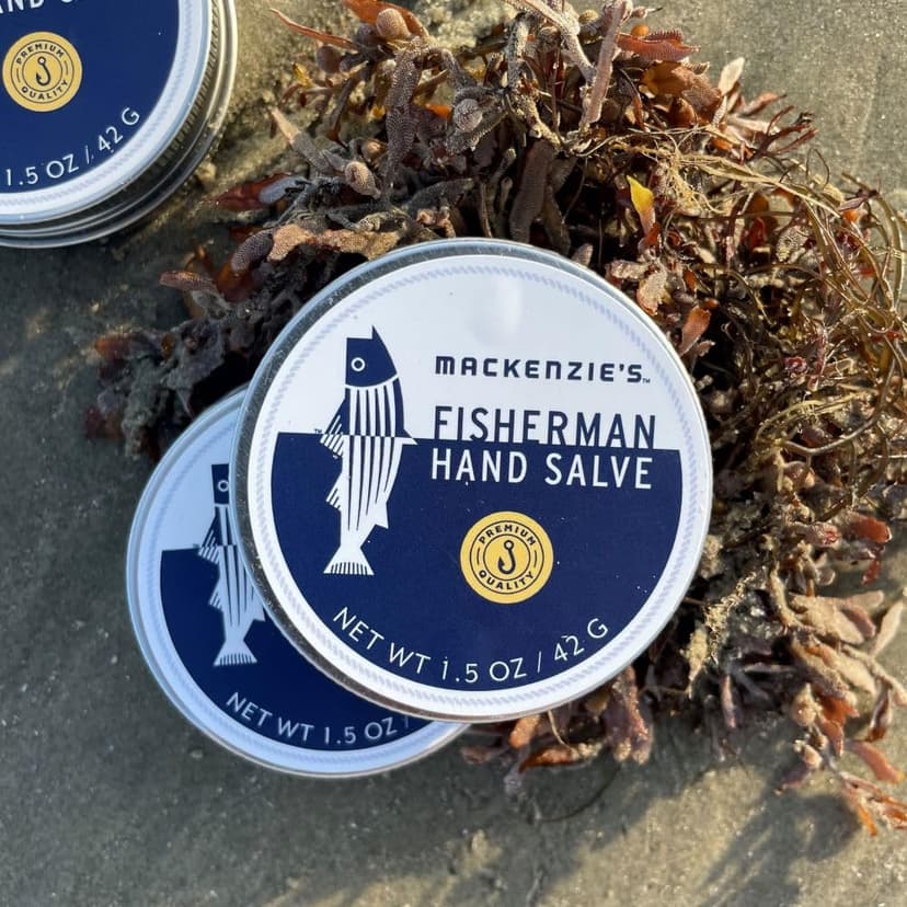 MacKenzie's Fisherman Hand Salve - Holiday Gifts for Men - Christmas Gifts for Fishermen - Stocking Stuffers - Coastal Holiday Gifts - All Natural - Hand Repair - 1.5 Ounce Tin