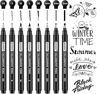 GETHPEN Calligraphy Pen,Calligraphy Pens for Writing, Brush Pens Calligraphy Set for Beginners, Calligraphy markers, Black Archival Ink Pens,Hand Lettering Pen for Art Drawing, Sketching,Scrapbooking