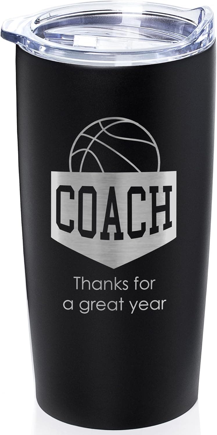 Lifetime Creations Engraved Basketball Coach Tumbler: Basketball Coach Thank You Gift Ideas, Appreciation Gift, Insulated Stainless Steel (Matte Black, 20 Ounce Travel Mug)