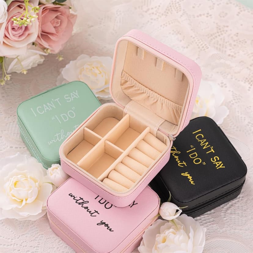 4 Sets Black Bridesmaid Proposal Gifts, Maid of Honor Gift Includes Wedding Gift Box Jewelry Box Makeup Bag Bracelet Foam Flower Invited Card Glasses Cup Hair Tie for Bridal Shower Bachelorette Party