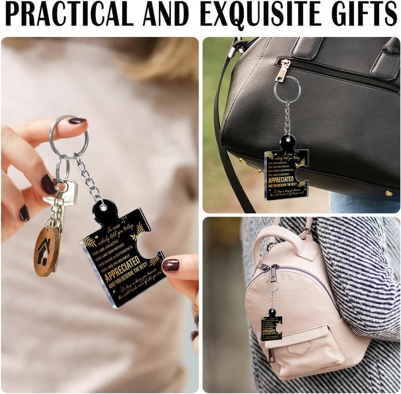 Gift Set for Employee, Staff, Teachers, Teamwork Puzzle Piece Keyring, Acrylic Team Appreciation Gifts Bulk Thank You Keychains for Coworkers B0FD9YB7K3