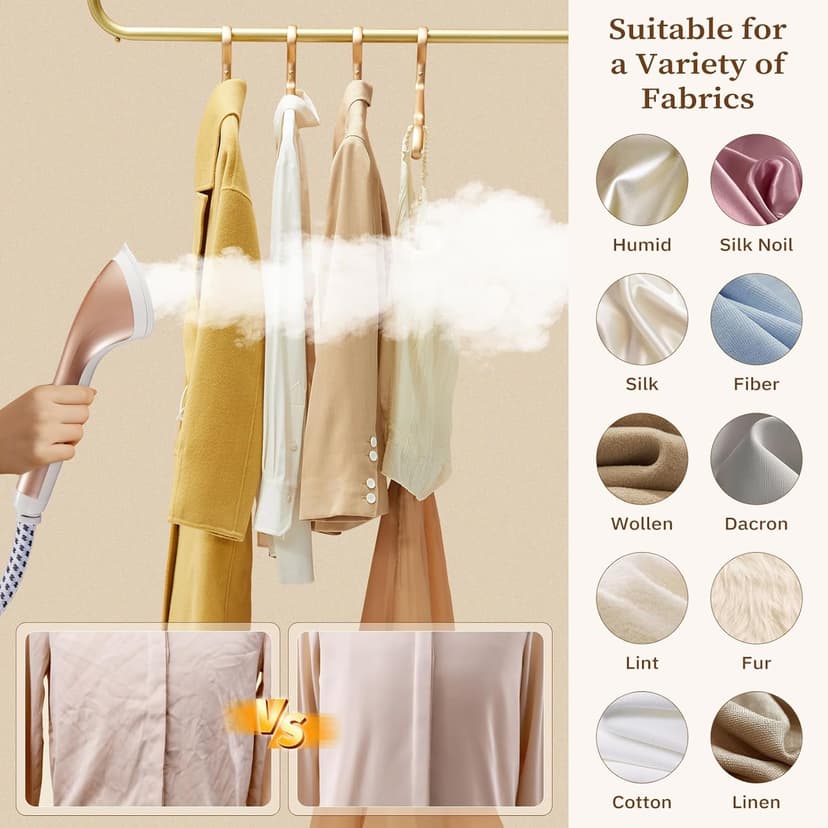 HAPAIS Steamer for Clothes,1800W Standing Garment Steamer 30s Heat-up with Adjustable Stable Double Rod,2-in-1 Flat & Hanging Ironing,Clothes Steamer with 10 Fabric Steam Modes