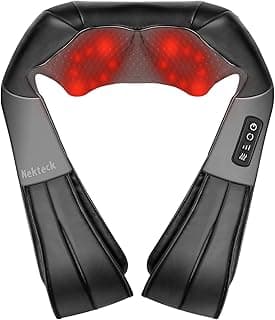 Nekteck Shiatsu Neck Massager for Pain Relief Deep Tissue with Heat, 3D Kneading Massage Pillow Back Shoulder Massagerfor Body Muscle, Plug-in Use for Home Office Car, Gifts for Mom Dad Him Her