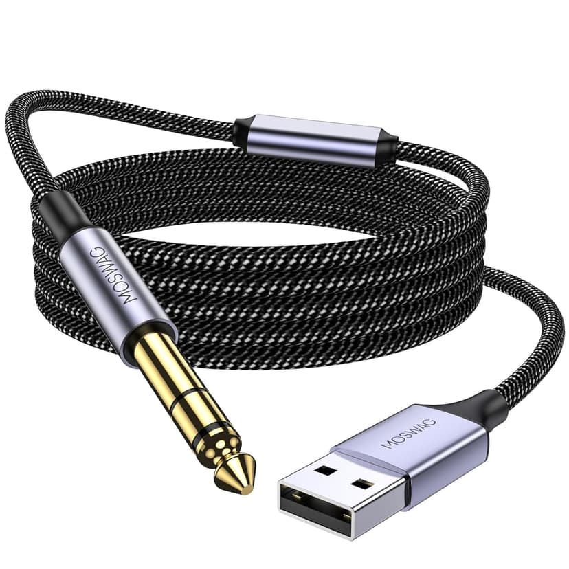 MOSWAG 3.3FT USB to 6.35 Audio Cable, USB to 1/4“ Guitar Cable with Recording Function for Guitar, Bass, Amplifier, Speakers (NOT for Xbox/RockSmith)