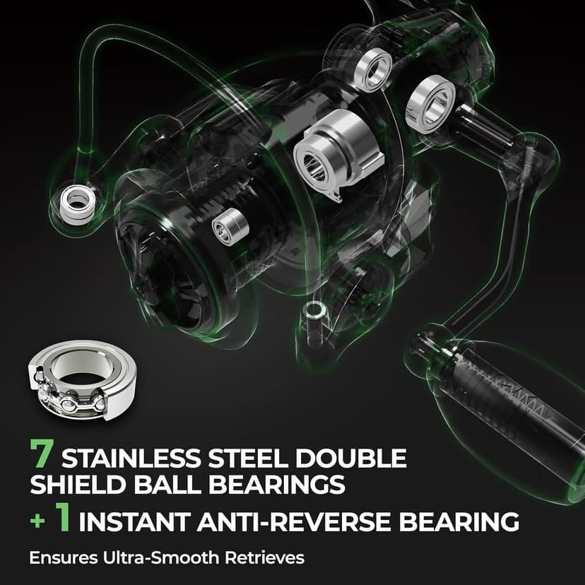 KastKing Spartacus II Spinning Reel – Sealed Carbon Fiber 22LBs Max Drag – 7+1 Stainless BB for Saltwater&Freshwater – 5.2:1 Gear Ratio – Size 500&1000 Perfect for Ice Fishing