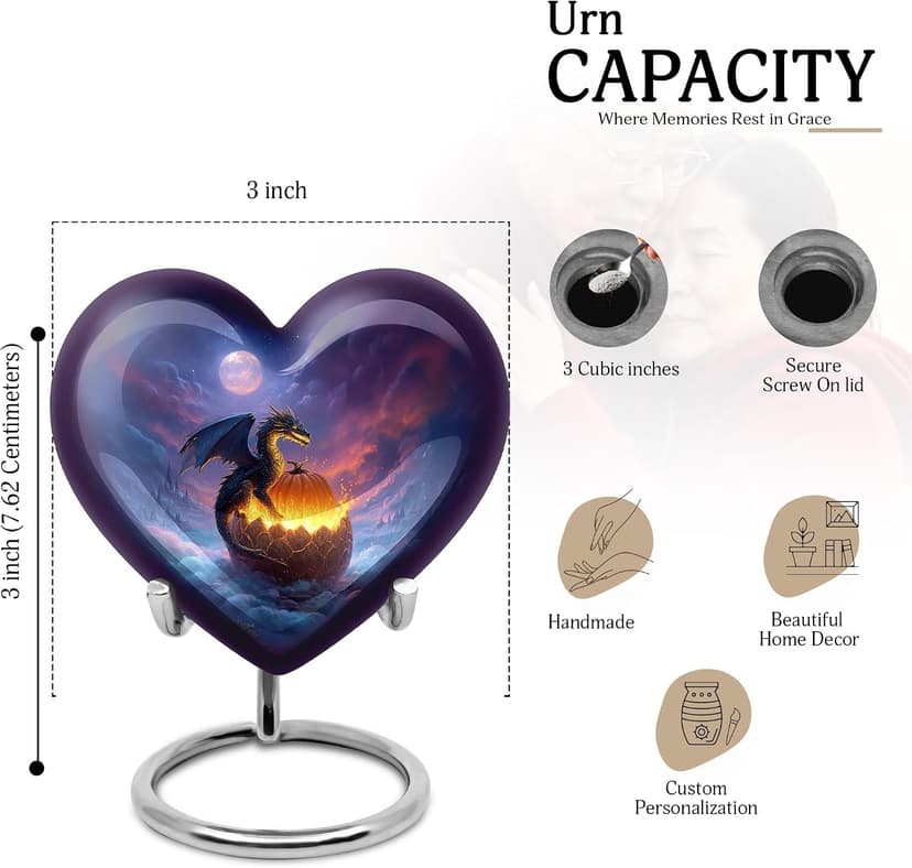 Dragon Mini Cremation Urns for Human Ashes Adult Mother - Small Halloween Burial Memorial Funeral Urns for Adult Ashes Men - Keepsake Blue Funeral Urn for Burial - 3 Inch B0FHKQ2W7Q
