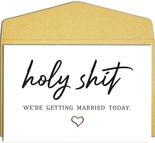 Qiliji Funny Wedding Day Card, Groom Bride Wedding Day Vows Card, To My Husband Wife On Our Wedding Day Card, Holy Shit We're Getting Married Today