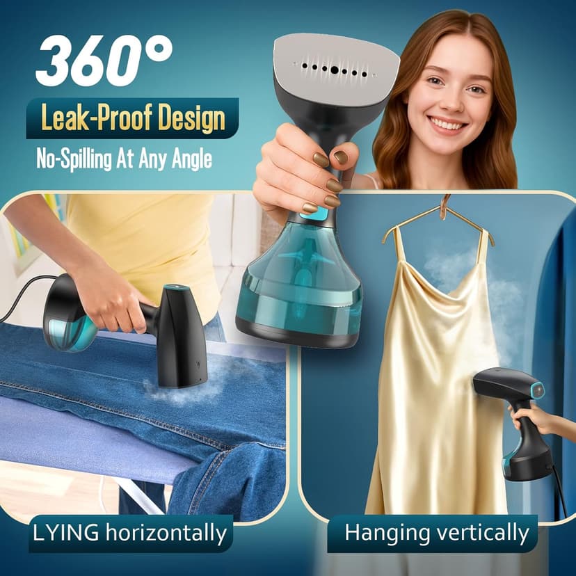 Steamer for Clothes, 1900W Strong Penetrating Steam Portable Handheld Garment Steamer Clothes Steamer with 3 Steam Settings, Fabric Brush, 300ml Big Capacity, Travel Steamers Iron Safe Removes Wrinkle