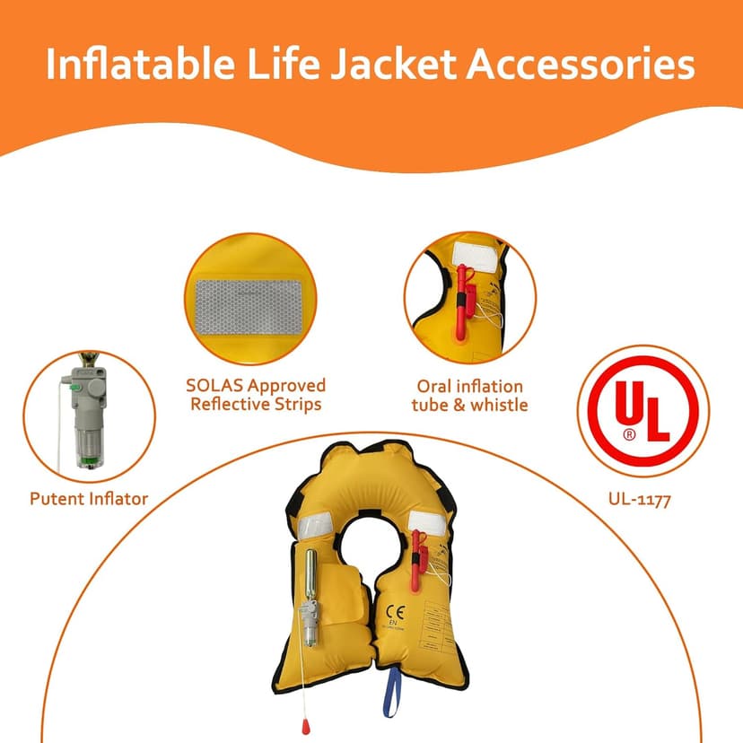 VOGUCCLO Automatic/Manual Inflatable Life Jacket| Inflatable PFD Kayak Vest Adult| Life Vest for Adults| Outdoor Water Sports| Supports up to 330 lbs|33g of Carbon Dioxide Cylinder