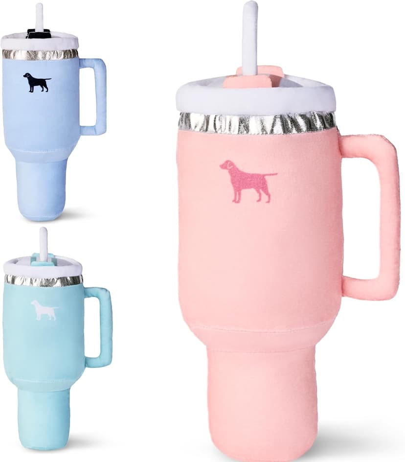 Pup Cup Tumbler Dog Toy – Birthday Dog Toy, Funny Squeaky Plush Puppy Gift, Cute Birthday Present (Pink Peach Dust)