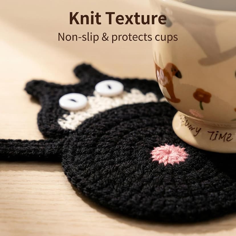 Drink Coaster | Cat Gifts for Cat Lovers,Fun Woven Creative Coasters,Cute Coffee Coaster for Home Decor Tabletop Protection Suitable for Kinds Cups (3PC)
