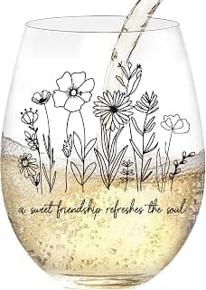 5 oz Scratch-Resistant Wine Glass, Dishwasher safe，Friendship Gifts for Women, Bestie Birthday Present Best Friend Birthday Gifts for Women，A Sweet Friendship Refreshes the Soul B0FHWDT7LB