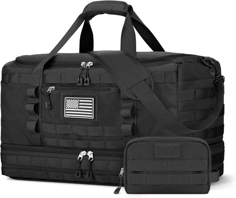 ETRONIK Gym Bag for Men Women, Carry on Luggage 22x14x9 Airline Approved, Tactical Travel Duffle Bag with Toiletry Bag and Shoe Compartment, Weekender Overnight with Wet Pocket for Workout, Black