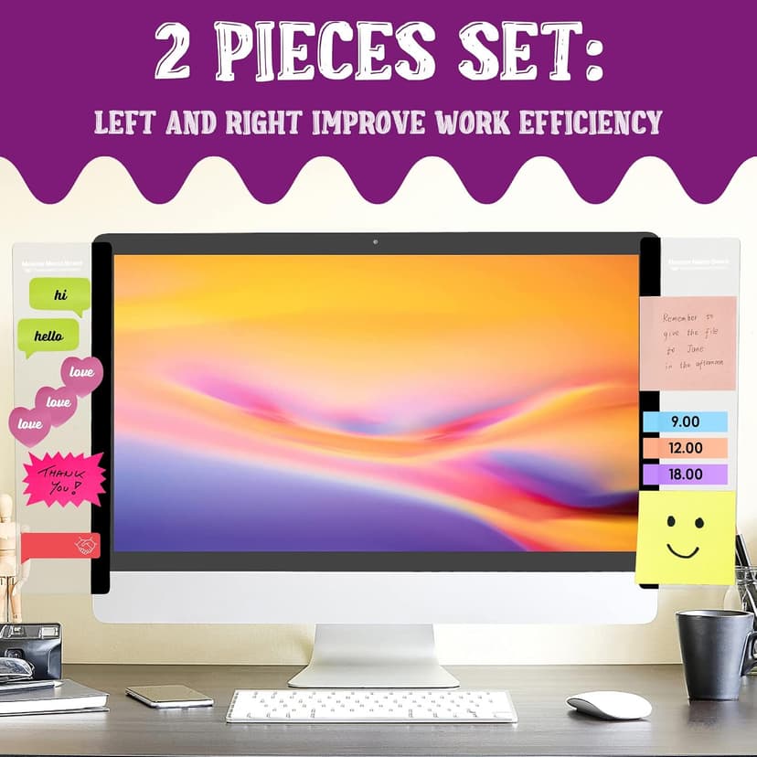 Computer Monitor Memo Board Computer Sticky Note Holder Office Desk Accessories 2pcs Computer Monitor Memo Board Office Supplies B0BRMX3SWH