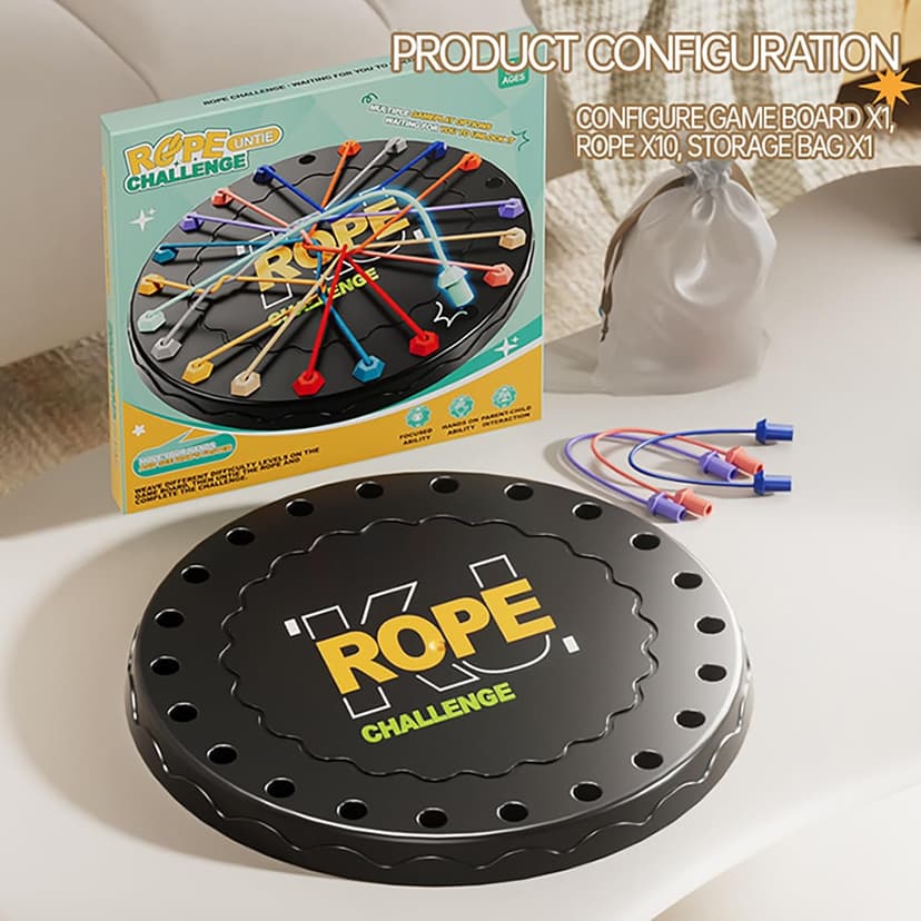 lartoys Rope Untangling Puzzle Game, Educational Strategy Board Game for Kids & Adults, Family Travel Party Games with Multi-Level Challenges, Gifts for All Ages