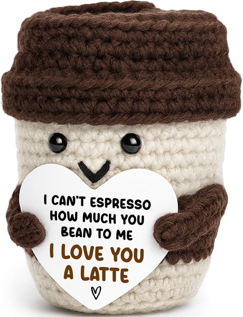 Birthday Decor Gifts for Boyfriend Husband Wife Wedding Anniversary Coffee Lover Couple Crochet Coffee Mug Decor I Love You Anniversary Women Men Her Him Gifts for Girlfriend Sweetest Day Christmas B0FX3RS85V