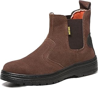 GUBANGDUN Steel Toe Work Boots for Men Slip Resistant Welding Work Boots Slip-on Safety Shoes for Industrial Construction