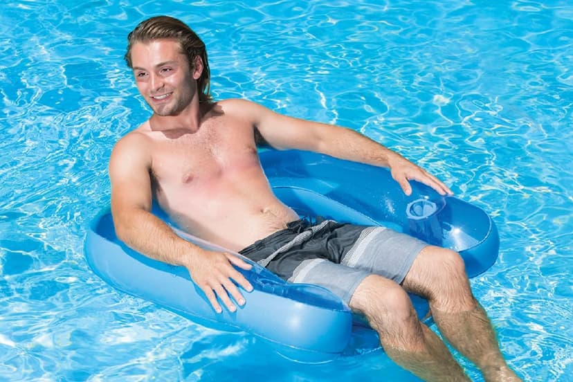 Poolmaster Paradise Water Chair, Inflatable Adult Pool Float Lounge Chair with Backrest, Armrests & Dual Cup Holders, Comfortable Floating Seat for Pool, Lake, Beach or River Relaxation