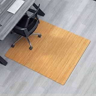 Leinuosen 36" x 48" Office Bamboo Chairmat for Carpet Floor Mat Highly Premium Quality Anti-Slip Office & Home Floor Protector Low Pile Carpet Chair Mat, 5mm Thick(Without Lip,Wood)