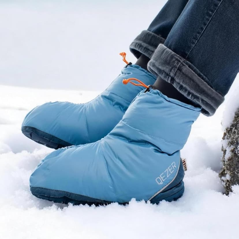 QEZER Down Booties for Men and Women Keep Warm Foot Warmers Camping Slippers Winter Camping Socks