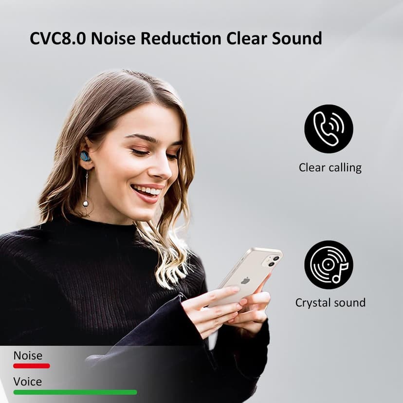 MOZC Wireless Earbuds Bluetooth 5.4, in Ear Lightweight Ear Buds with HiFi Stereo Sound & Deep Bass, Noise Cancelling Built-in Mics, 36H Playtime, IPX7 Waterproof Headphones for Sports, Android & iOS