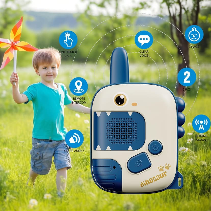 Dino Walkie Talkies for Kids,Dinosaur Toys for Kids 3-5-7,Toddler Kids Toys 2 Pack Birthday Gifts for 3 4 5 6 7 8 9 Year Old Boy Girls Toy for 3-12 Boys Outdoor Game,Easter Christmas Stocking Stuffers B0D9258QC7