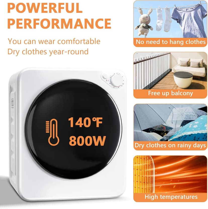 DOGHLY Portable Washer and Dryer Combo Set, 32 lbs Portable Clothes Dryers, 5 Drying Modes, 18 lbs Fully Automatic Washing Machine, Compact Washer and Dryer for Apartment, RV, Dorm