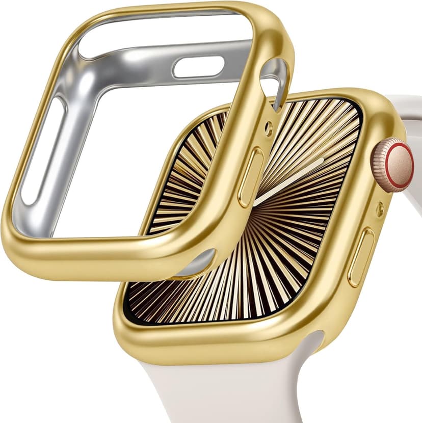 JR.DM 40mm Soft Flexible TPU Case Compatible for Apple Watch Series 6/5/4/SE Touchable Screen Lightweight Anti-Scratch All-Around Protector Thin Guard Shockproof Cover Shiny Bumper for iWatch, Gold