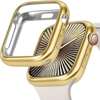 JR.DM 40mm Soft Flexible TPU Case Compatible for Apple Watch Series 6/5/4/SE Touchable Screen Lightweight Anti-Scratch All-Around Protector Thin Guard Shockproof Cover Shiny Bumper for iWatch, Gold