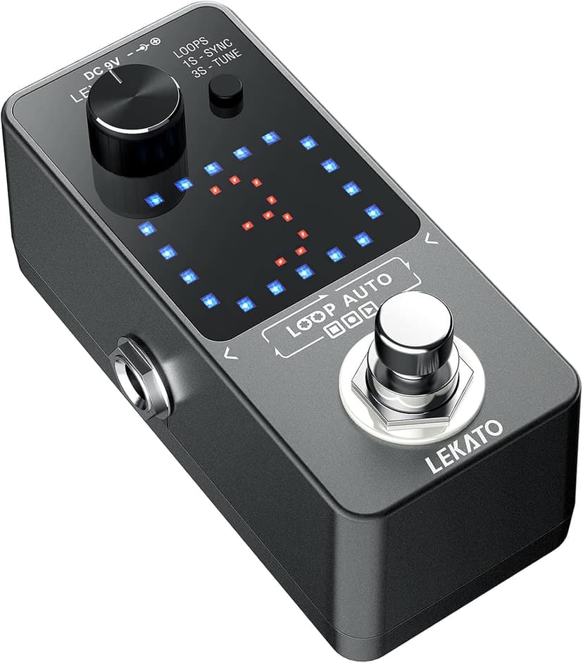 LEKATO Looper Pedal,Guitar Looper Pedal for Electric Guitar&Bass Loop Pedal with SYNC & Tuner Function Triple Effect Guitar Looper with LED Screen Unlimited Overdubs 3 Loops 18 Minutes Record Time