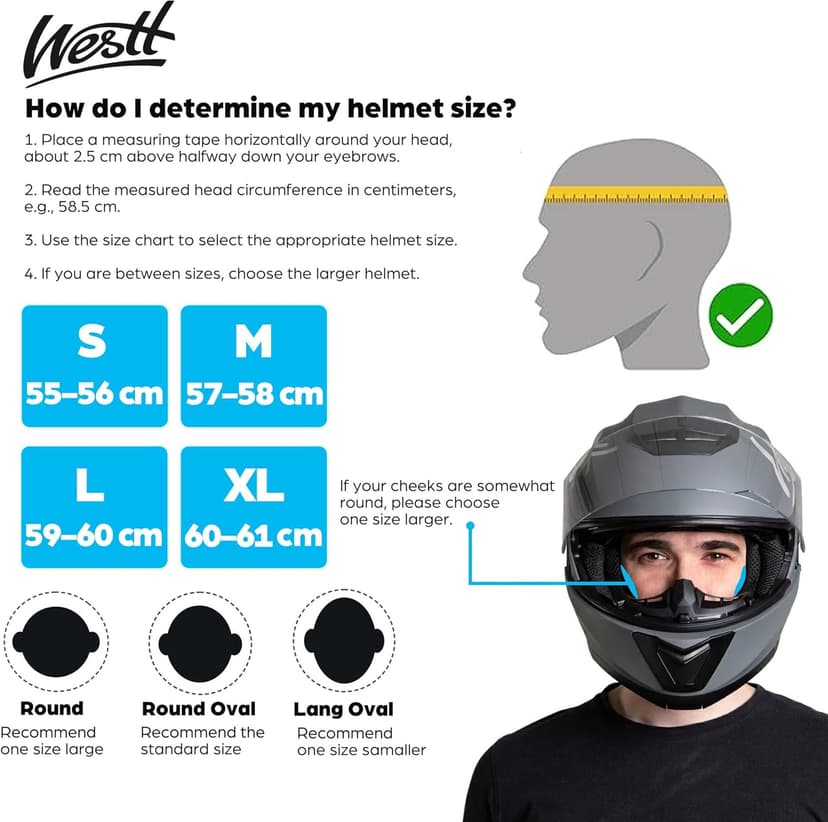 Westt Modular Motorcycle Helmet - DOT Approved - Full Face Flip Up, Internal Sun Visor for Men Women (Street Bike, ATV, Snowmobile)