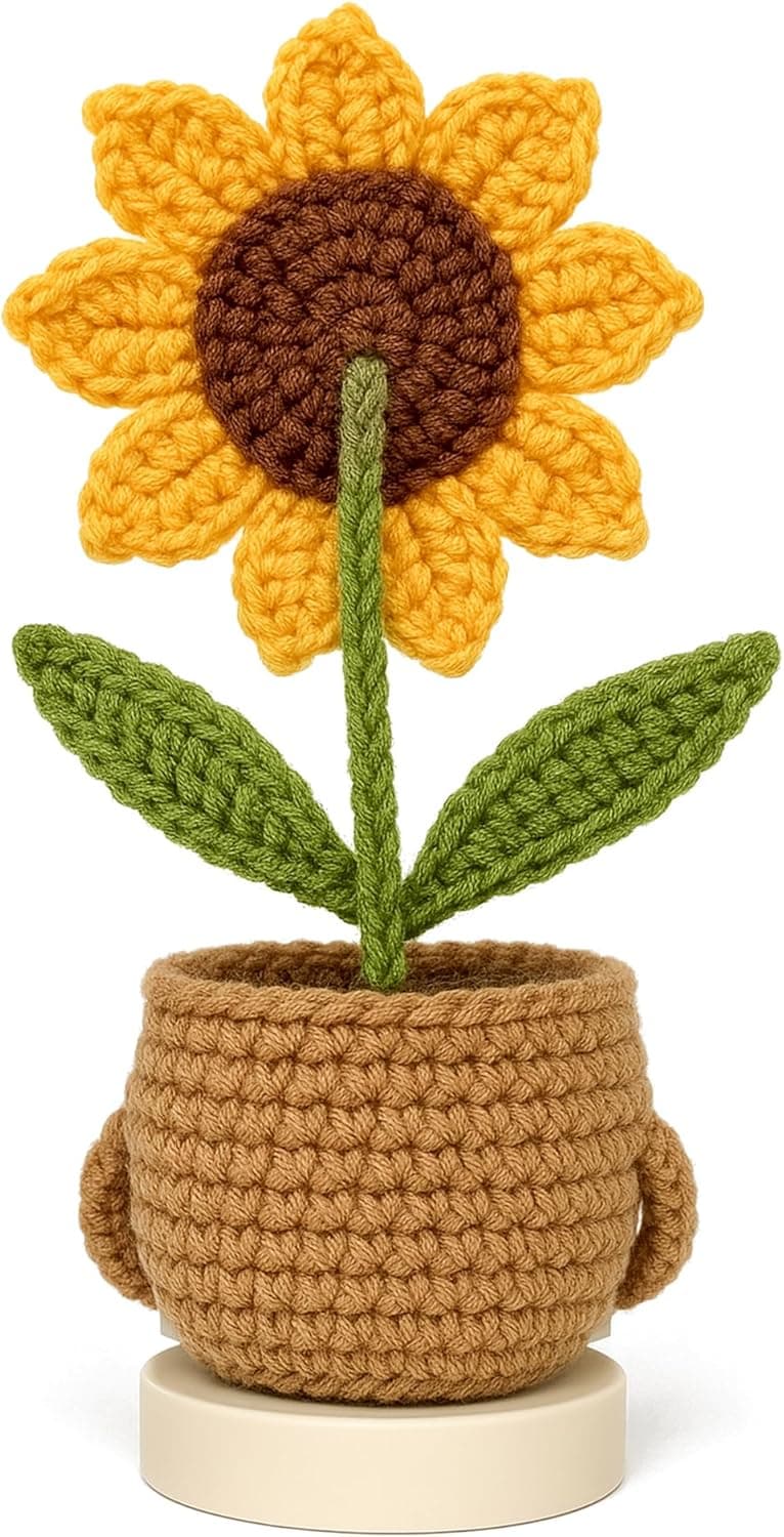 Teacher Gifts for Women, Teacher Gifts for Teachers Appreciation Week, End of Year, Birthday, Back to School - Positive Crochet Sunflower Handmade, Teacher Crochet Gift