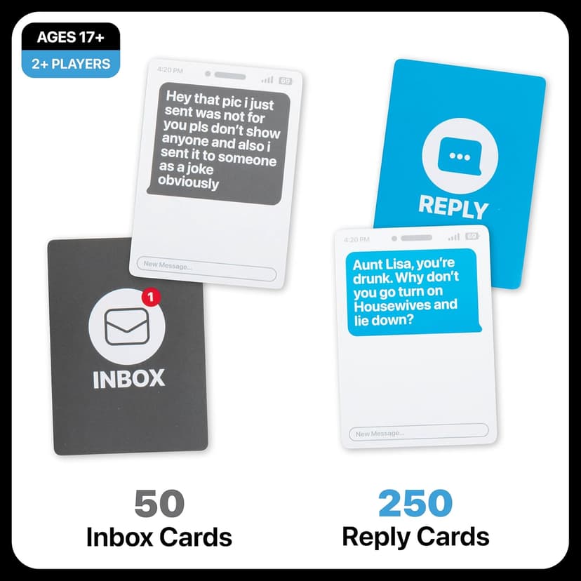 New Phone, Who Dis? by Relatable – Offline Text Message Party Game - Spicer Edition Party Game, Funny Social Icebreaker for Groups, and Summer Fun for Game Night, Includes 50 Inbox & 250 Reply Cards