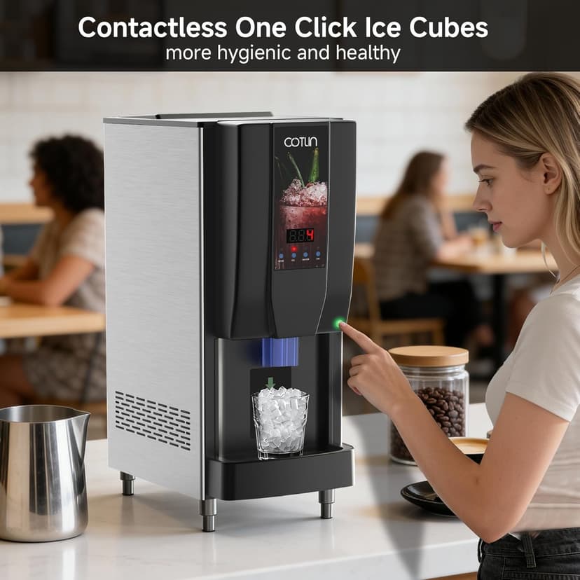 COTLIN Commercial Nugget Ice Maker, 250 lbs/Day Ice Machine with 7 lb Storage Bin, 3-in-1 Smart Modes, SECOP Compressor, Energy Efficient, ETL Certified, Ice Maker for Commercial and Home