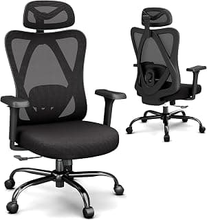 Office Chair Ergonomic Desk Chair,Adjustable Headrest Lumbar Support Computer Chair - Home Office Desk Chairs,300lbs Wide Seat Big and Tall Office Chairs with 3D Armrests, Comfy Desk Chairs (New)
