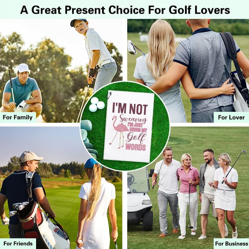 I'm Just Using My Golf Words Funny Microfiber Towel with Clip for Golfer, Mother's Day Birthday - Pink Flamingo Accessories for Women Golf Lover Mom
