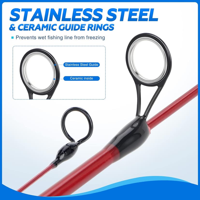 PLUSINNO Ultralight Ice Fishing Rod and Reel Combo, 25”/26”/27”/28” Sensitive Ice Fishing Pole Ice Fishing Gear for Walleye Perch Panfish Bluegill