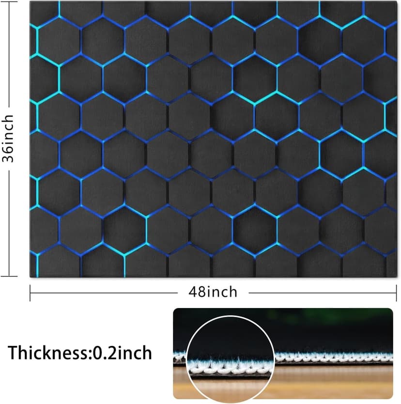 Gaming Chair Mat for Carpet Hardwood Tile Floor,36"x48" Gamer Rugs for Game Room, Under Desk Non Slip Gamer Rug,Low-Pile Game Room Rug,Rubber Backing Large Gaming Chair Floor Mat,Green Honeycomb