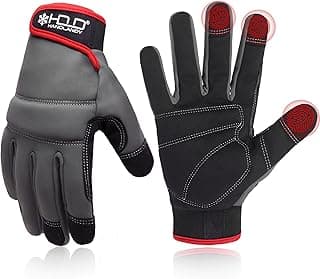 HANDLANDY Work Gloves for Men & Women, Utility Mechanic Working Gloves Touch Screen, Flexible Yard Work Gloves