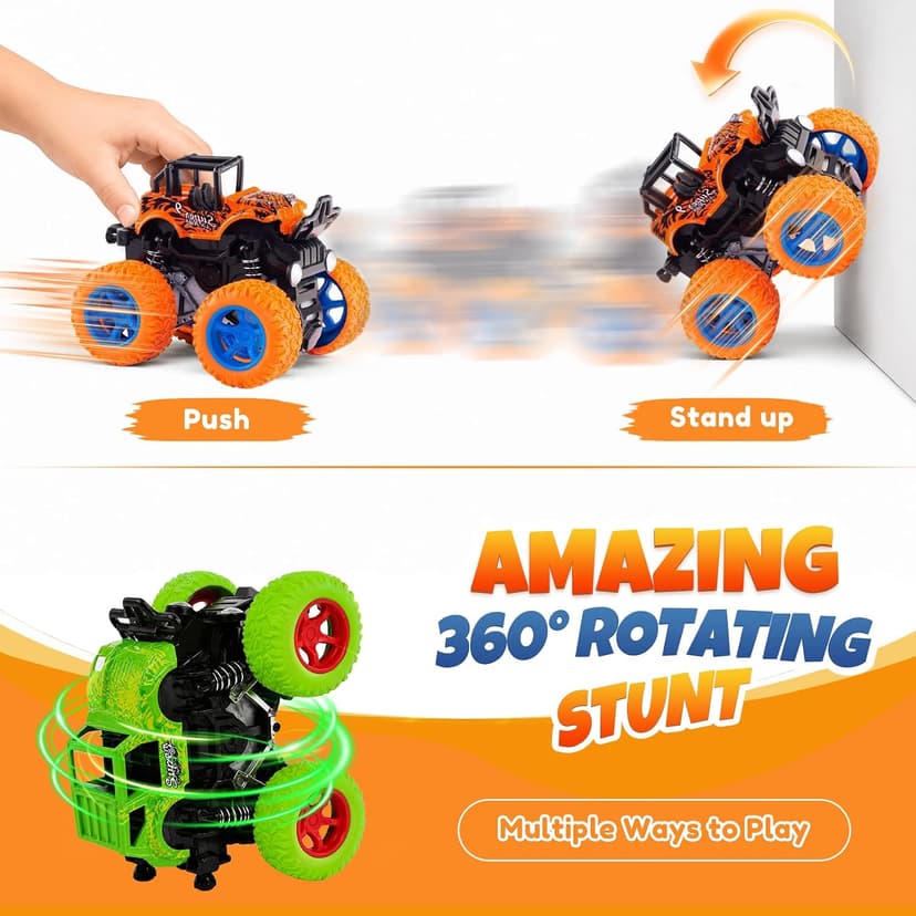 4 Pack Monster Trucks Toys for Boys 2 3 4 5 6 7 Year Old, Friction Powered Pull Back Car Toys for Toddlers Kids Ages 3-5 2-4 4-7, Best Birthday Christmas Party Gift for Boys and Toddlers B07SRZ87DF