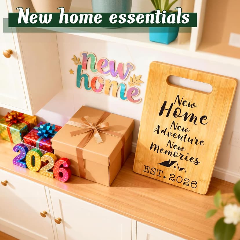 MY-ALVVAYS House Warming Gifts New Home, Perfect House Warming Gifts, New Home Gift Idea for Women Men Homeowner, New Apartment Essentials, New Home New Adventure New Memories 2026 Cutting Board B09C8LPH15