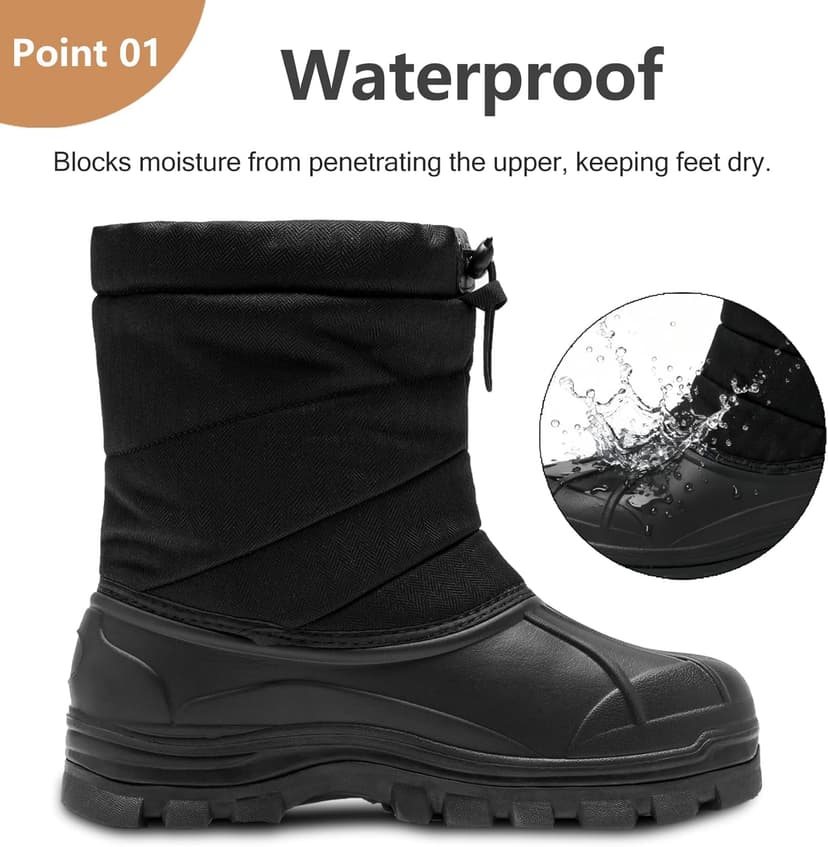 TRAILBLITZ Men's Winter Snow Boots Waterproof Warm Lightweight Non Slip Fur Lined for Outdoor Comfortable Casual Cold Weather