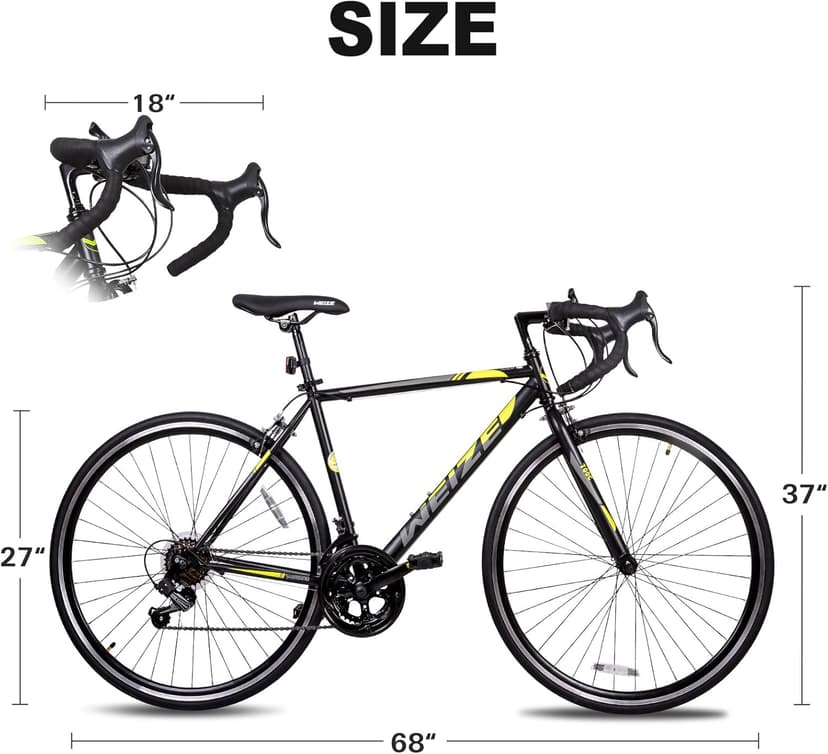 WEIZE Road Bike, 700C Wheel City Commuter Bicycle, 14 Speed Drop Bar, Racing Adult Bike with Caliper Brakes, High-Carbon Steel Hybrid Bikes, Urban Adult Bicycle for Men and Women