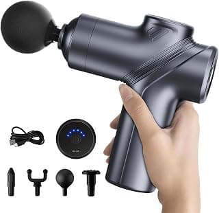 Small Portable Handheld Massager Gun, Back and Neck Massager for Pain Relief, 6 Speed & 4 Heads, Birthday Gifts for Men Dad LEERCON Massage Gun Deep Tissue Mini Muscle Massager for Pain Relief, Blue B0D1NZGMXS