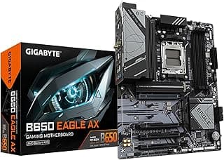 GIGABYTE B650 Eagle AX AM5 LGA 1718 AMD B650 ATX Motherboard, DDR5, Triple M.2 (1x PCIe 5.0 M.2 + 2X PCIe 4.0 M.2), USB 3.2 Gen2x2 Type-C, AMD Wi-Fi 6E, Realtek GbE LAN